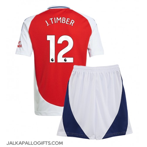 Arsenal Jurrien Timber #12 Koti Peliasu Lasten 2024-25 Lyhythihainen (+ Lyhyet housut)